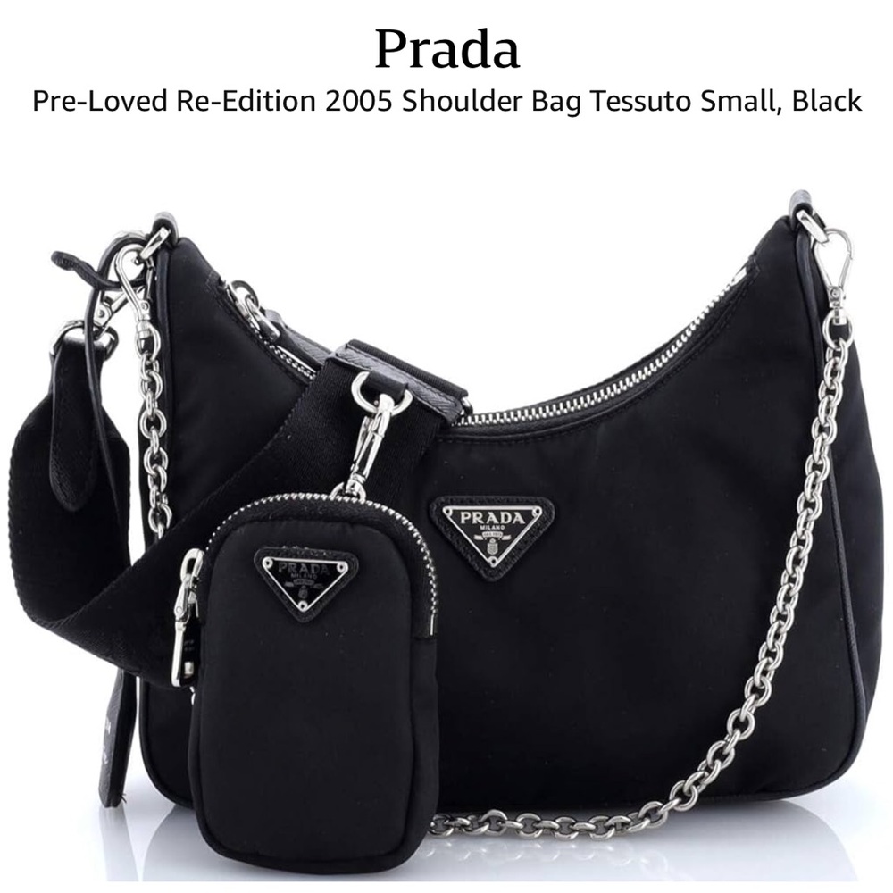Prada Black Shoulder Bag with Chain Accent